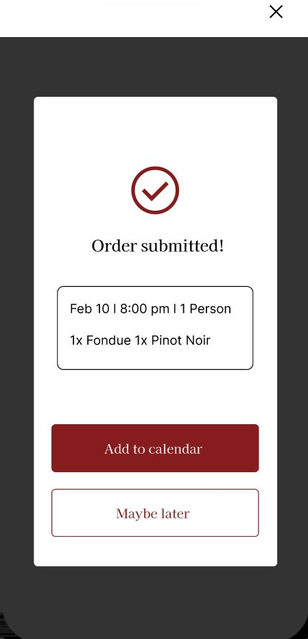 High-fidelity confirmation screen