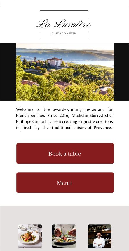 La Lumière app home screen