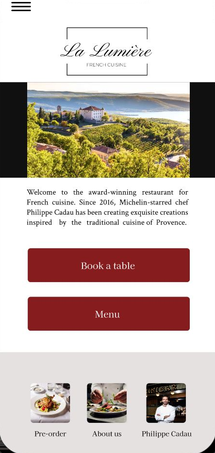 La Lumière app home screen