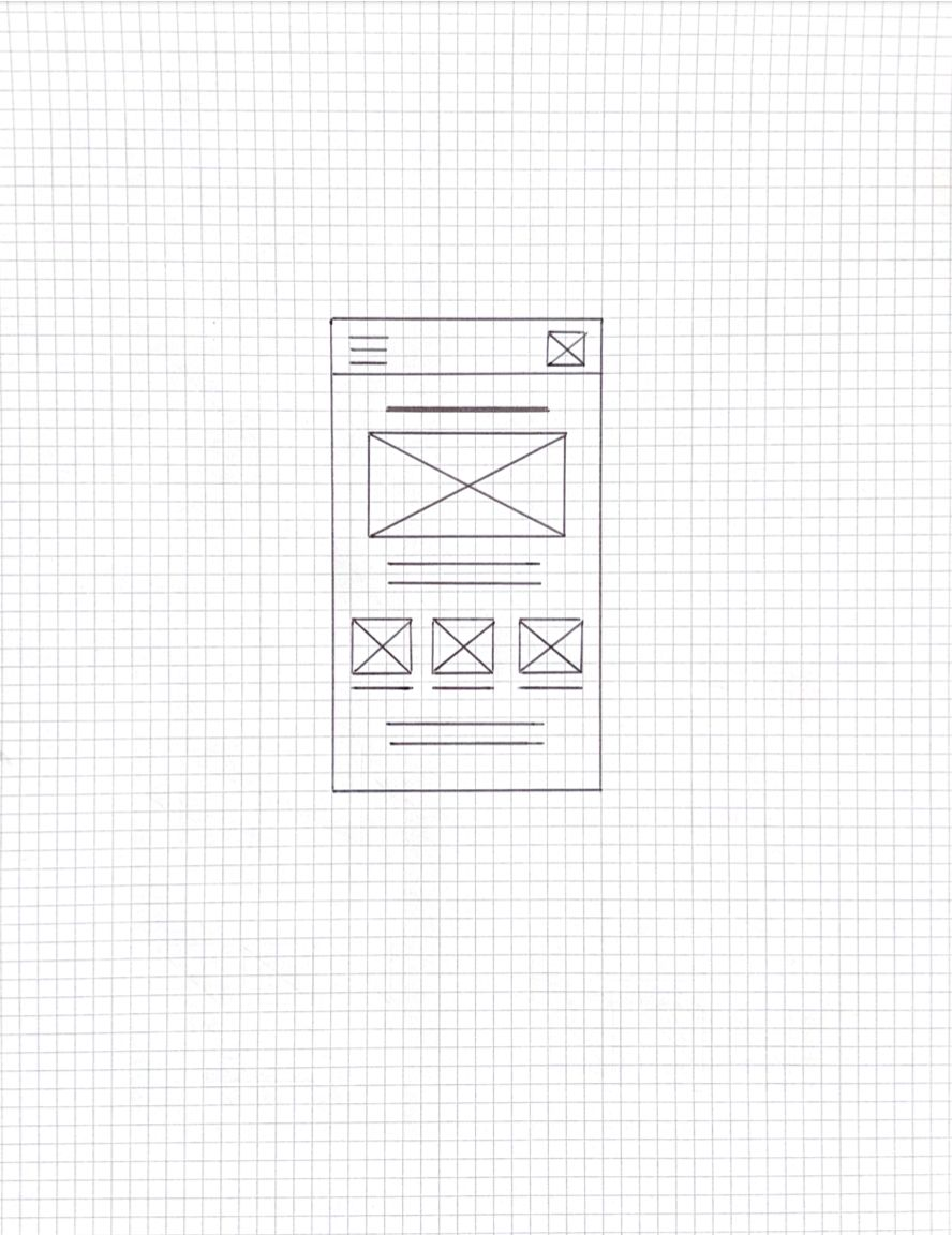 Refined paper wireframe of the home screen