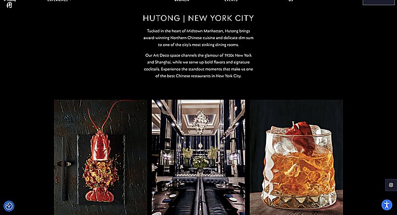 Hutong NYC, expressive imagery on black