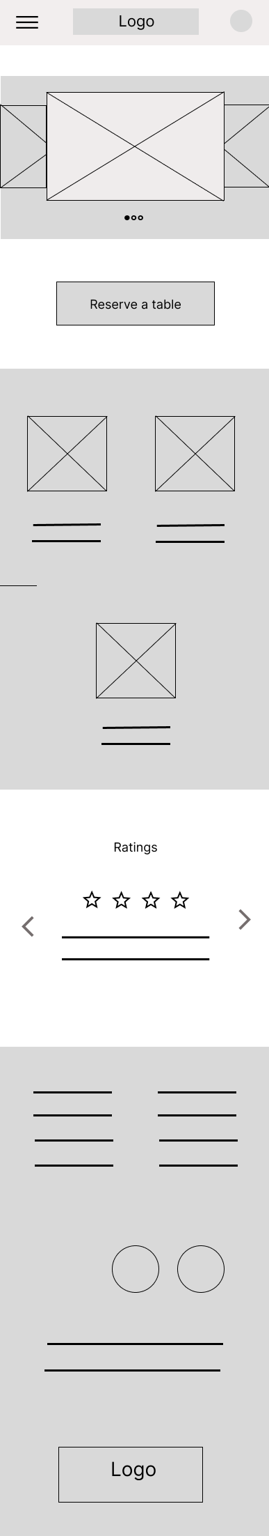 Wireframe v1, mobile