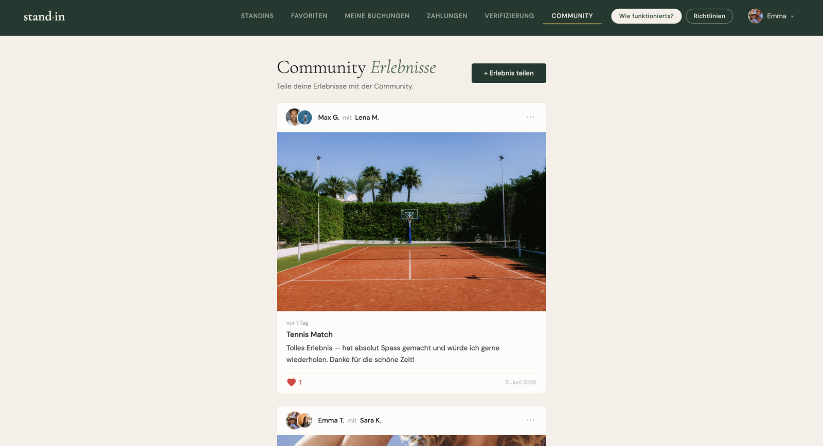 Community feed: shared experiences from past meetings