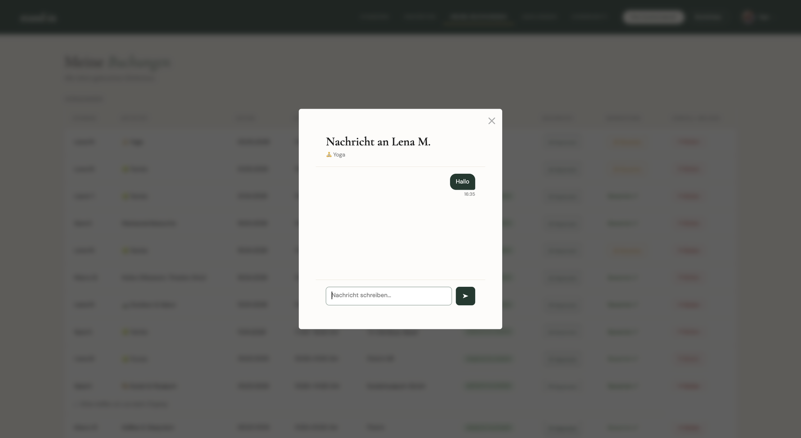 In-app chat between customer and companion