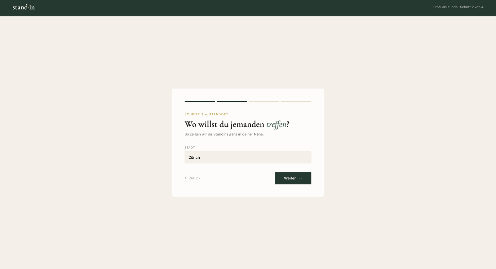 Onboarding step 2: choose the city to meet in