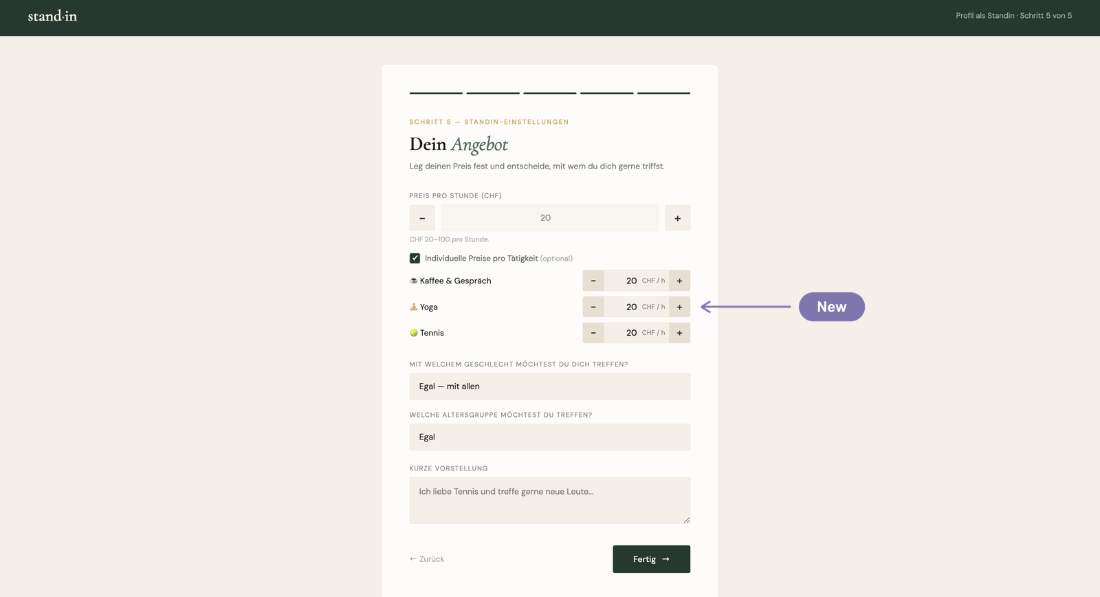 Per-activity pricing