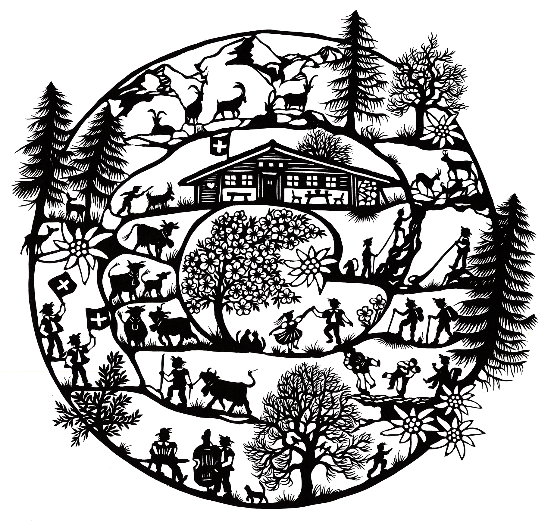 Traditional Swiss Scherenschnitt (paper-cut)