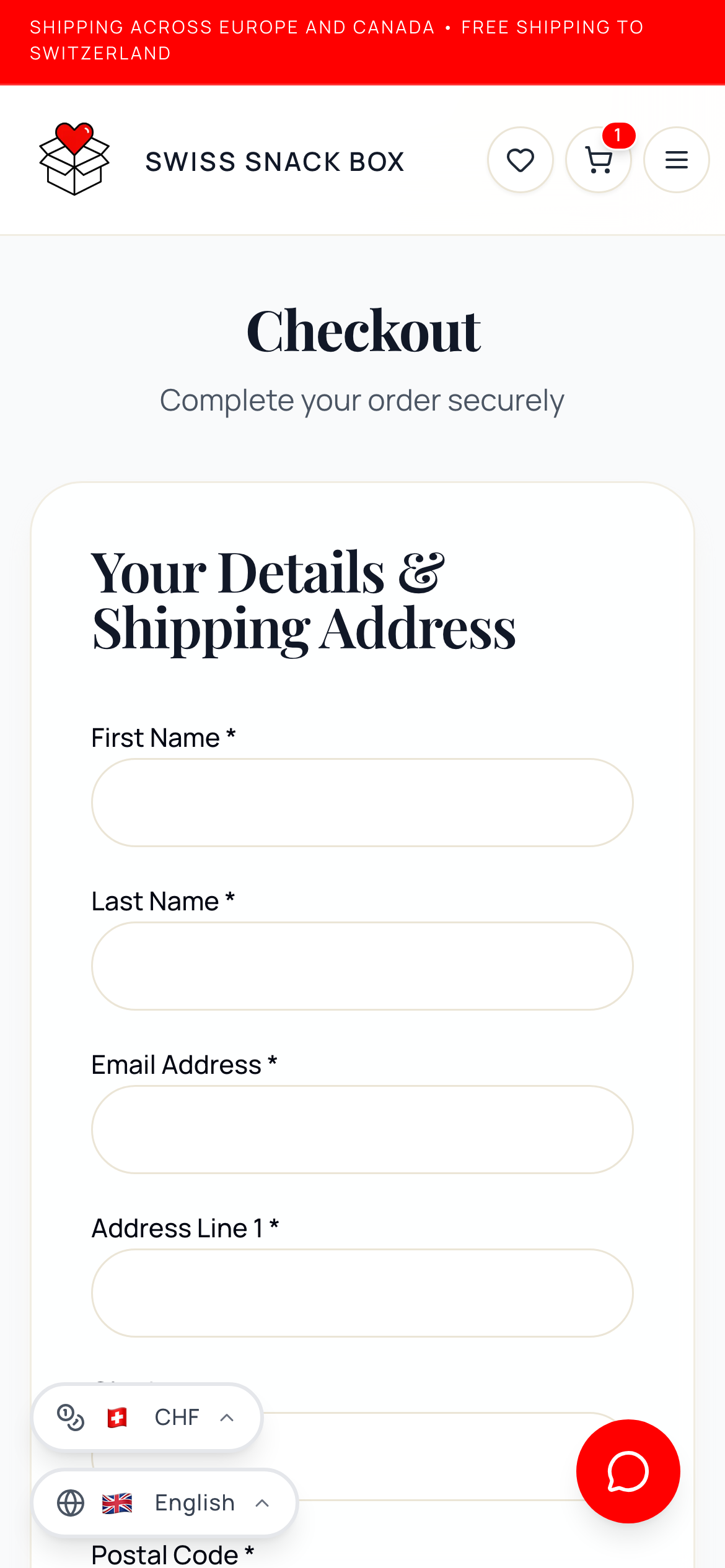 Simplified checkout form on mobile